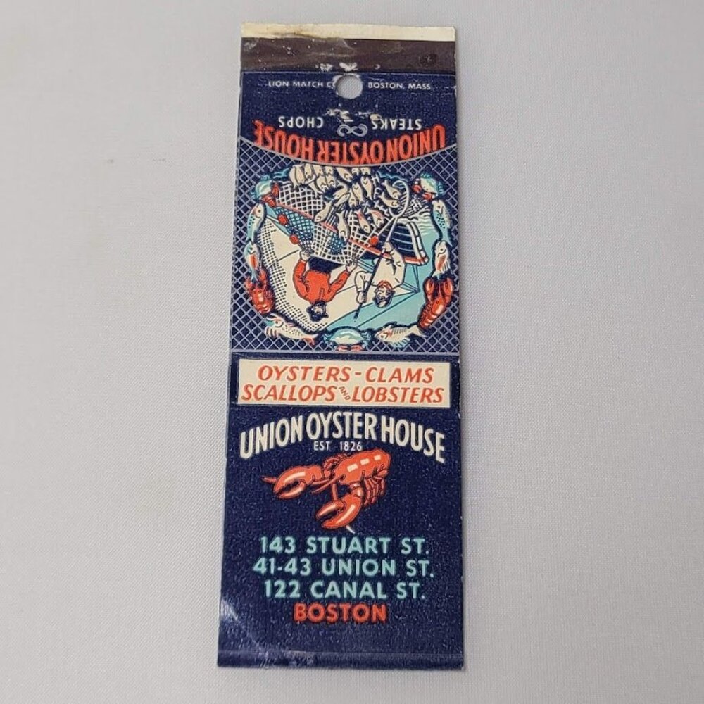 Front Strike Matchbook Cover Union Oyster House Boston MA Historic Restaurant - Picture 4 of 5